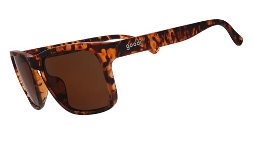 Three-quarter angle view of brown tortoiseshell Grand G frames with brown non-reflective lenses.
