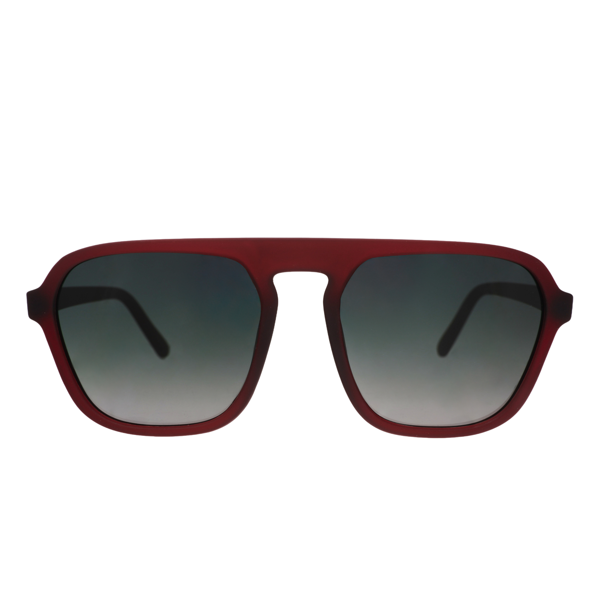Front view of rust-brown Retro G sunglasses with green gradient lenses on a white background.
