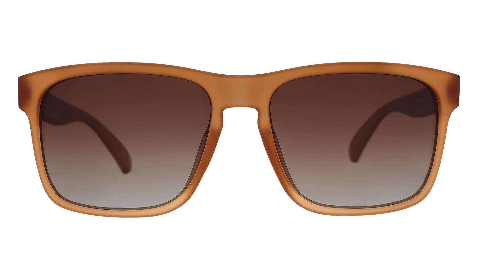 Front view of translucent, warm brown Grand Gs with brown-gray gradient lenses.