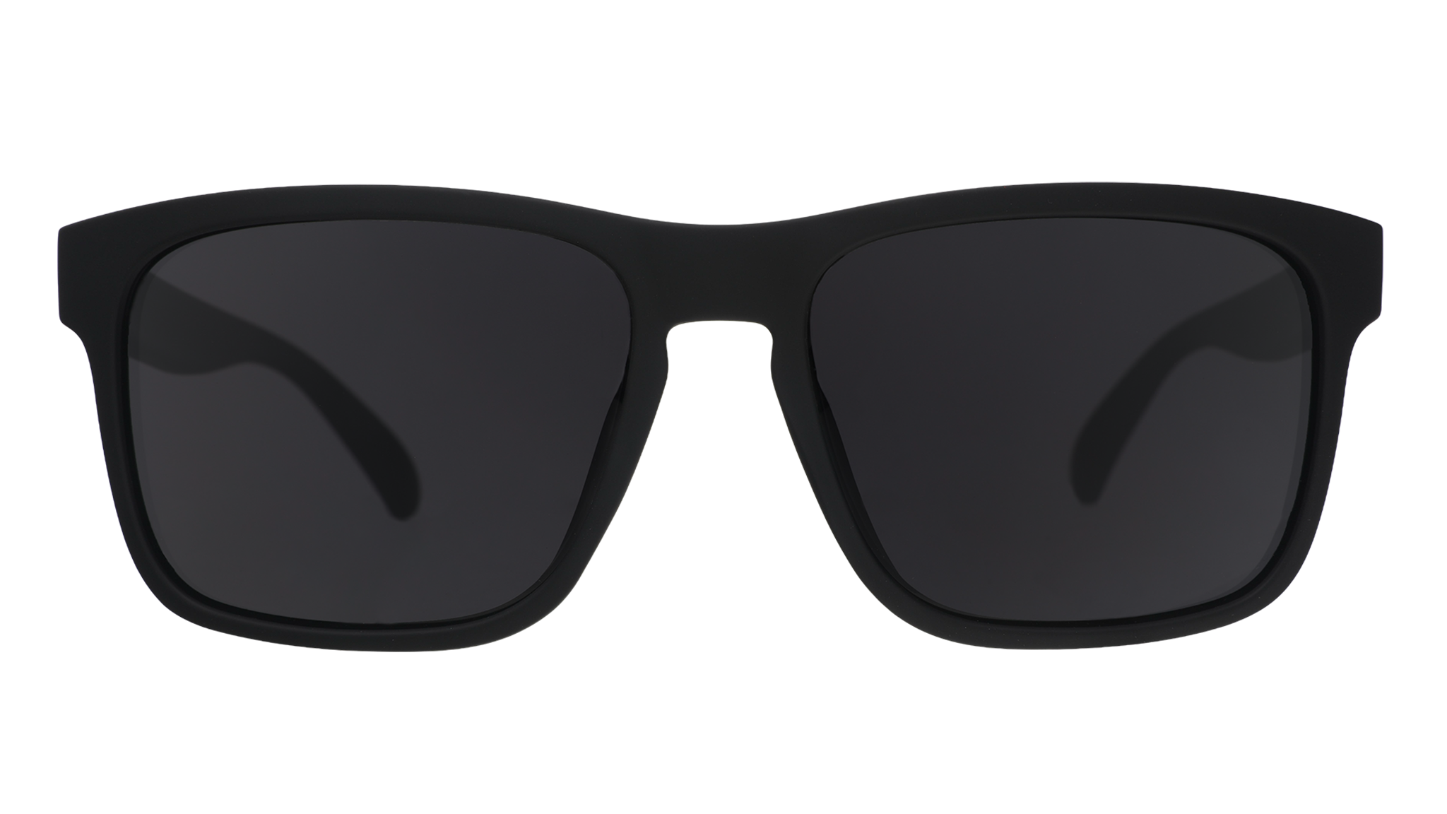 Front view of translucent, black Grand Gs with black non-reflective lenses.