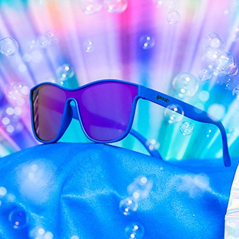 Best Dystopia Ever |Blue futuristic style sunglasses with purple lenses | goodr sunglasses